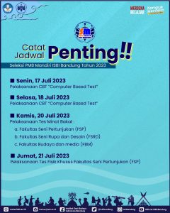 Timeline Seleksi PMB Mandiri ISBI Bandung Tahun 2023