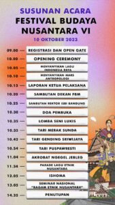 Susunan Acara Festival Budaya Nusantara (FBN) VI Tahun 2023