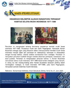 #Kamis_Penelitian : “Keagenan Kelompok Alunan Nusantara Terhadap Habitus Selera Musik Indonesia 1977–1980”