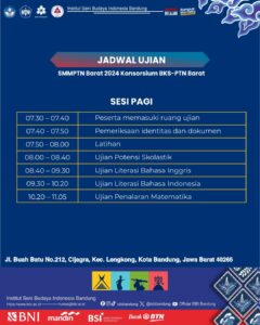 ✨JADWAL UJIAN SMMPTN-BARAT 2024 ISBI BANDUNG✨