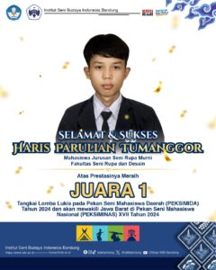 Selamat dan Sukses! Haris Parulian Tumanggor, Mahasiswa Jurusan Seni Rupa Murni, FSRD ISBI Bandung, Atas Prestasinya Meraih Juara 1 Tangkai Lomba Lukis pada PEKSIMIDA 2024 dan akan mewakili Jawa Barat di PEKSIMINAS XVII 2024