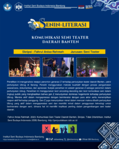 #Senin_literasi : “Komunikasi Seni Teater Daerah Banten”