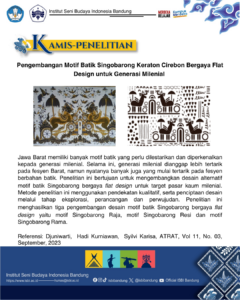 #Kamis_Penelitian : “Pengembangan Motif Batik Singobarong Keraton Cirebon Bergaya Flat Design untuk Generasi Milenial”