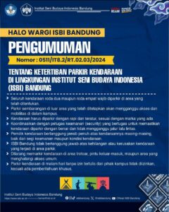 Pengumuman tentang Ketertiban Parkir Kendaraan di Lingkungan Institut Seni Budaya Indonesia Bandung