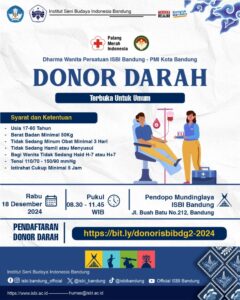 Dharma Wanita Persatuan (DWP) ISBI Bandung Kembali Berkolaborasi Dengan PMI Kota Bandung Menyelenggarakan Donor Darah